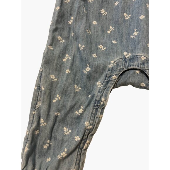 Baby GAP denim One Piece Romper Infant Girls Size 6-12 months Blue Floral Excell - Picture 7 of 7